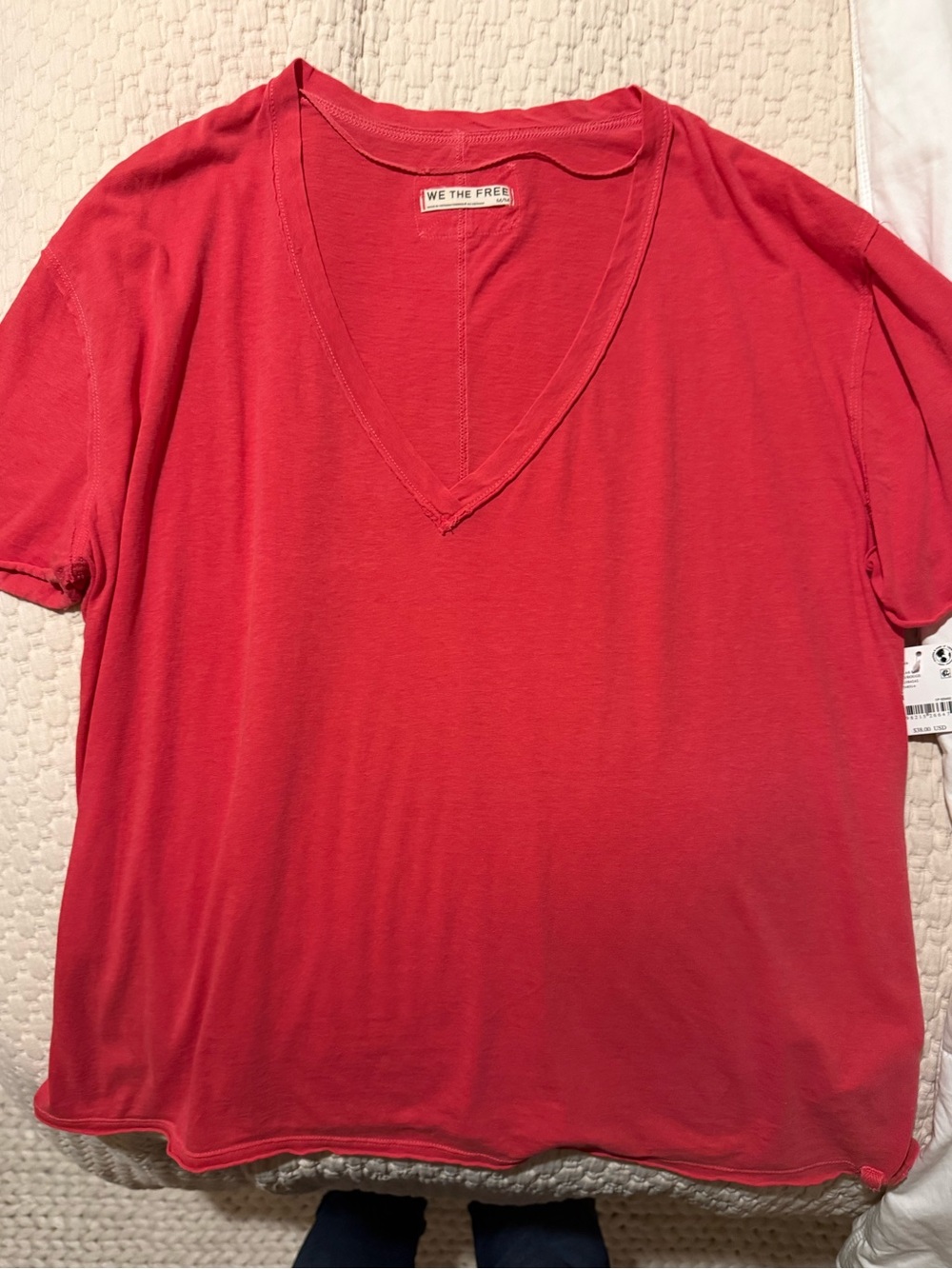 Free People We The Free Nina V-Neck Tee Atlas Red M NWT